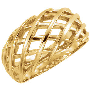 14K Yellow 11mm Latticework Dome Ring