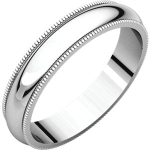 14K White 4mm Milgrain Band