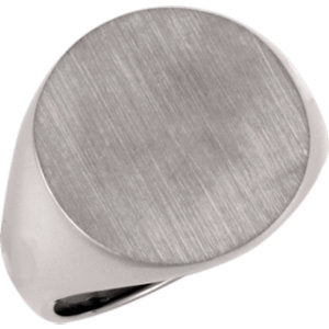 14K White 18mm Men's Closed Back Signet Ring