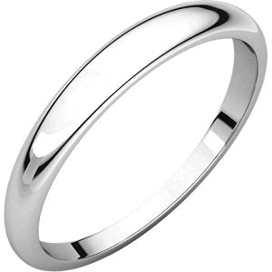 14K White 3mm Half Round Tapered Band