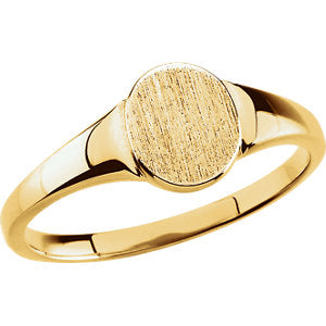 14K Yellow Solid Oval Signet Ring